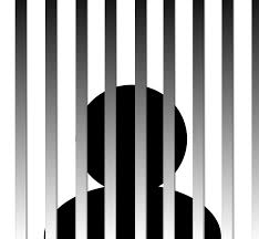 a graphic of a person behind bars.